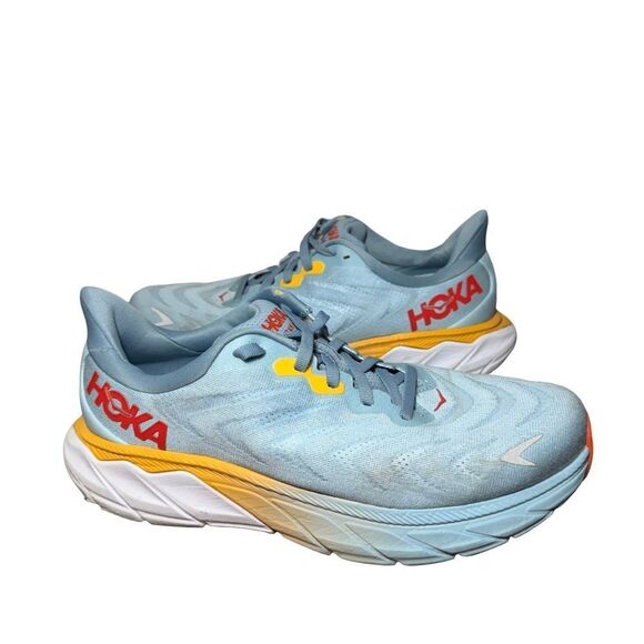 Hoka Arabic 6 Light Blue Running Shoes with Red and Yellow Accents size 8.5 Hoka Mach 6 Road Running Shoe - Poppy Squash - Run and Ride main image 4